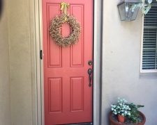 TALL CHAMPAGNE BEIGE ROLL-AWAY RETRACTABLE SCREEN DOOR