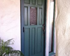 GREEN PATINA CUSTOM COLOR ROLL-AWAY RETRACTABLE SCREEN DOOR