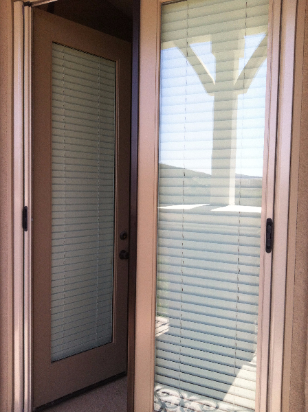 CHAMPAGNE BEIGE FRENCH DOUBLE ROLL-AWAY SCREEN DOOR