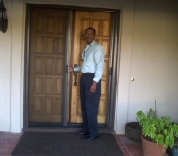 BRONZE FRENCH ROLL-AWAY WITH FIXED DOOR IN USE