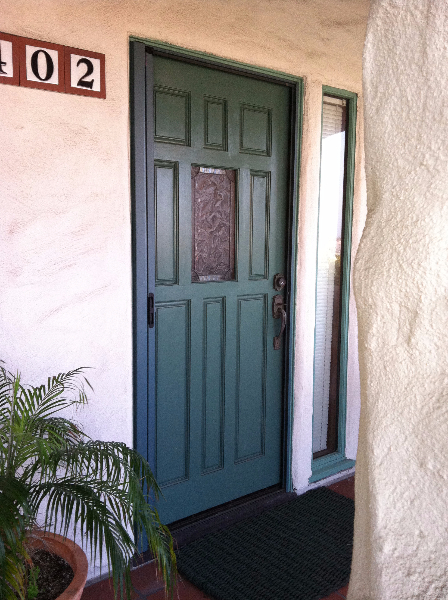 GREEN PATINA CUSTOM COLOR ROLL-AWAY RETRACTABLE SCREEN DOOR