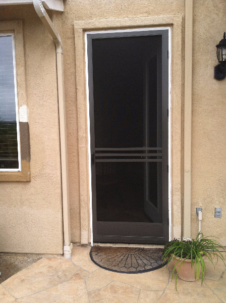 TALL BRONZE  FULL VIEW SWINGING DOOR WITH CUSTOM CROSS BARS