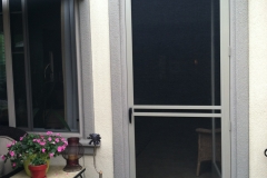 CHAMPAGNE BEIGE  FULL VIEW SWINGING SCREEN DOOR WITH CUSTOM CROSS BARS