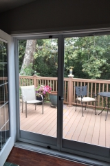 WHITE FRENCH  FULL VIEW SWINGING SCREEN DOORS FROM INSIDE