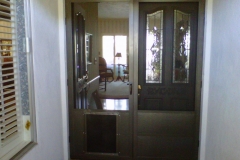 BRONZE FRENCH  FULL VIEW SWINGING SCREEN DOORS WITH PET DOOR