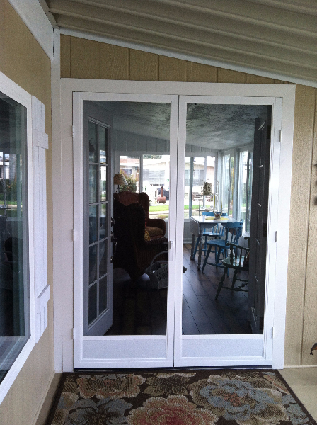 WHITE FRENCH  FULL VIEW SWINGING SCREEN DOORS WITH BETTERVUE SCREEN MESH